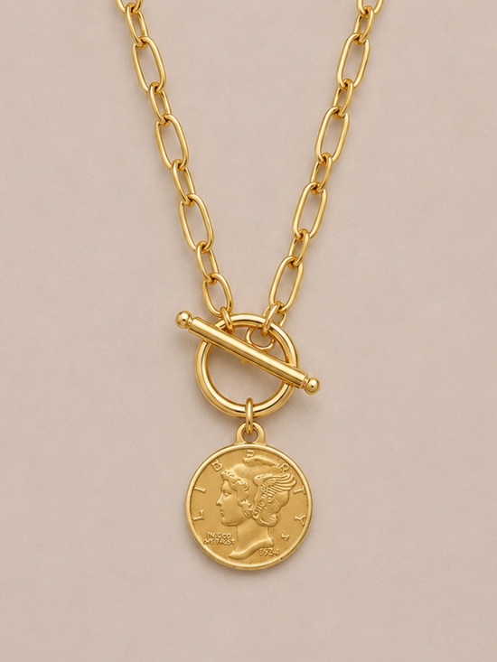 Jewelry - New! Gold Liberty Coin Pendant Necklace NWOT